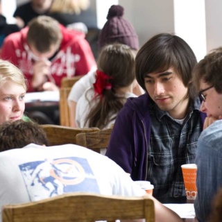 A group of students studying