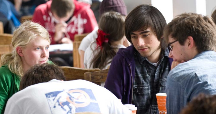 A group of students studying